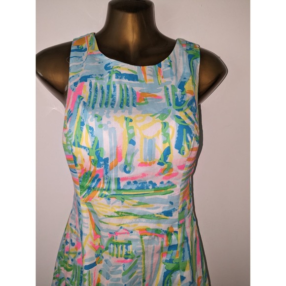 Lilly Pulitzer Sz 0 COURTNEY Sea Salt & Sun Bold Print Dress - Picture 4 of 10
